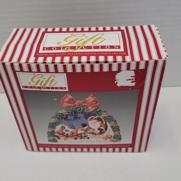 Gift Collection Porcelain CSanta Tealight Votive Candle Holder Christmas Sled - Picture 2 of 13